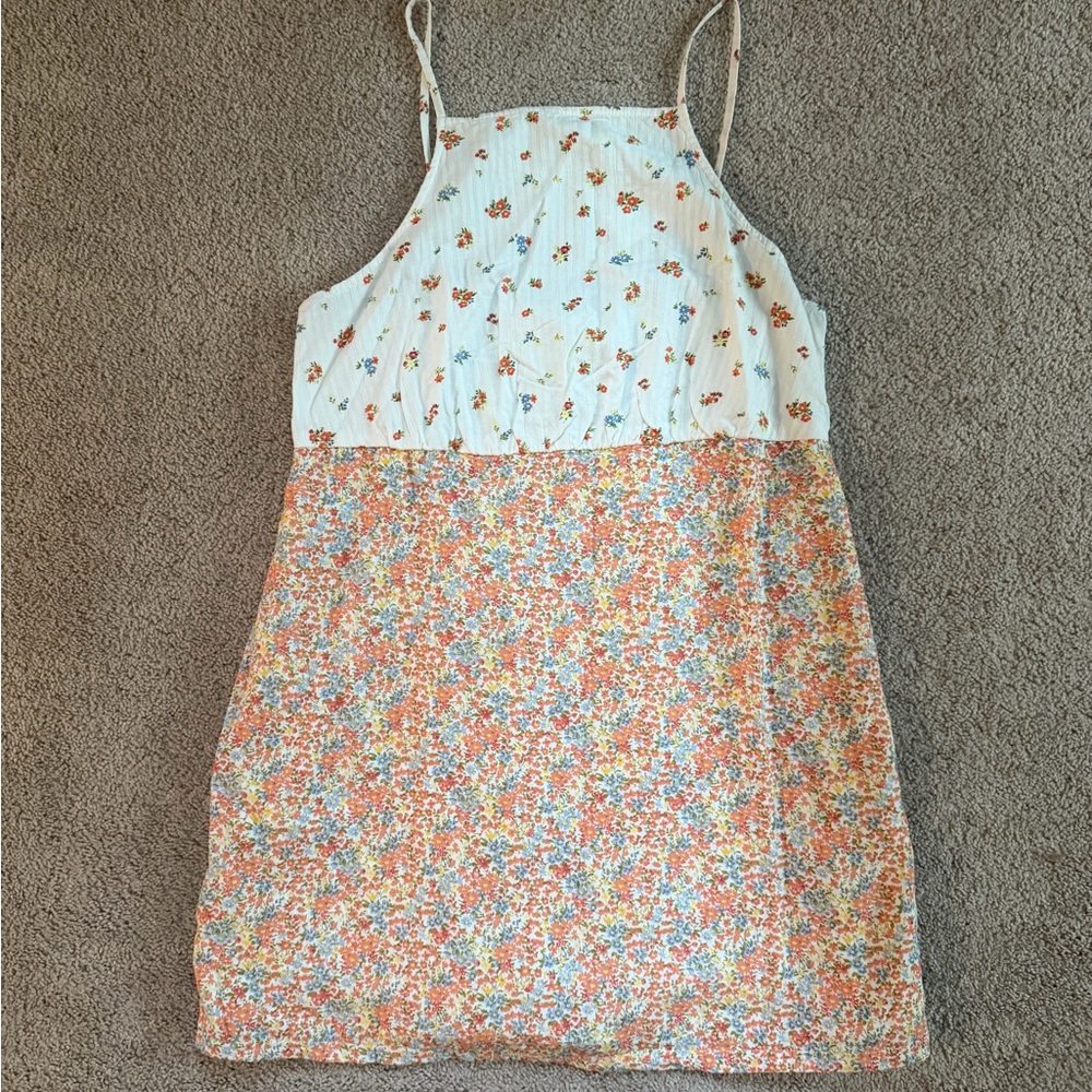 American Eagle Women’s Floral Print Sundress - White & Orange Floral